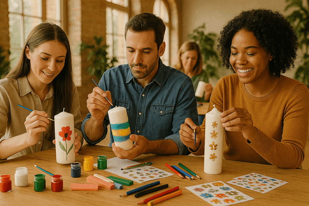 Weihnachtskerze bemalen, Firmenweihnachtsfeier, Firmenevens