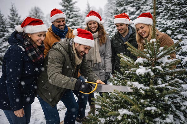Weihnachtsbaumschlagen, Weihnachtsfeier, Weihnachtsevent, Weihnachtsfeier, Weihnachtsfeier
