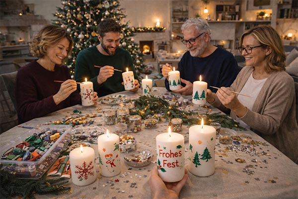 Weihnachtskerze bemalen Weihnachtsfeier, Firmenevents