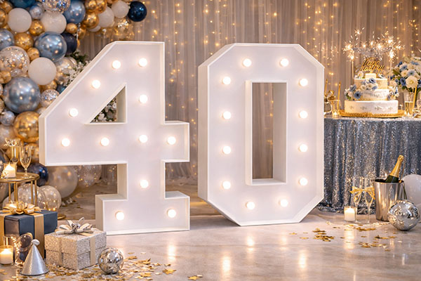 LED Zahlen 40, leuchtende Zahl 40 mieten, Leuchtende LED XXL mieten, 40 Geburtstag Deko, Dekoration mieten, Dekoration für Party mieten, Emmerich Events