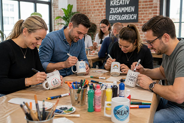 Kreative Events, kreatives Event, Tasse gestalten Emmerich Events, Firmenfeier, Firmenevents