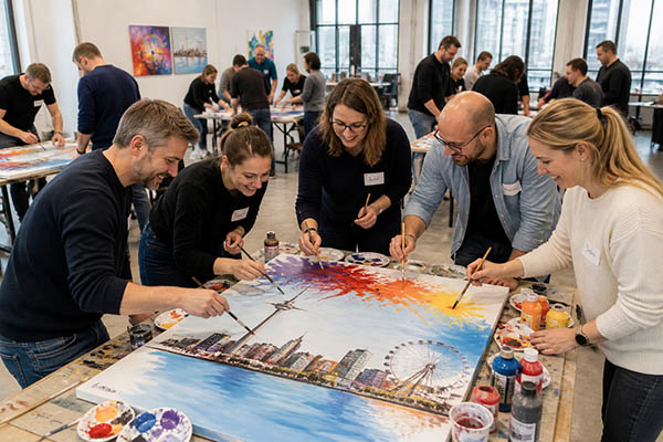 Teampainting Event, Team-Kunstwerk, Teamevent, Firmenevent, Firmenfeier