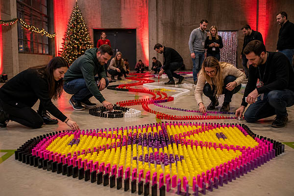 Weihnachtsdomino Essen, Weihnchtsfeier Essen, Weihnachtsfeier, Teamuilding Essen, Firmenevents in Essen