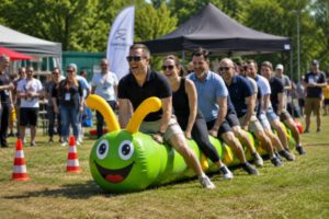 ein Sommerfest für Unternehmen bei Sonnenuntergang