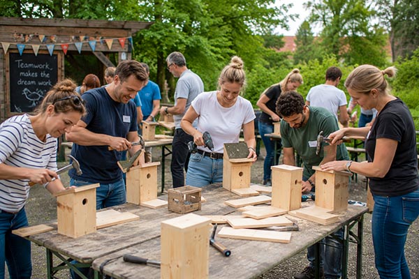 Soziale Events in Bremen, Vogelhaus bauen, Teambuilding Events, Firmenevent